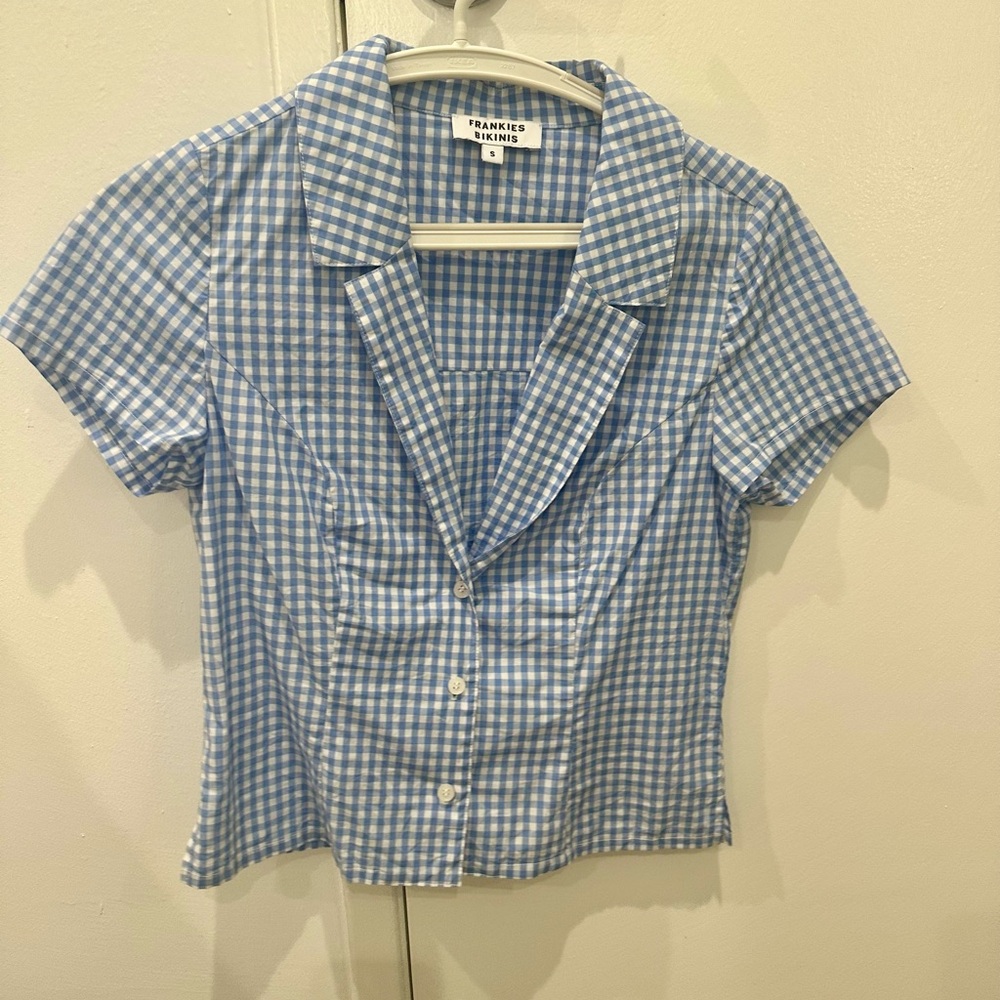 Frankies Bikinis Blue Gingham Top
